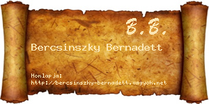 Bercsinszky Bernadett névjegykártya